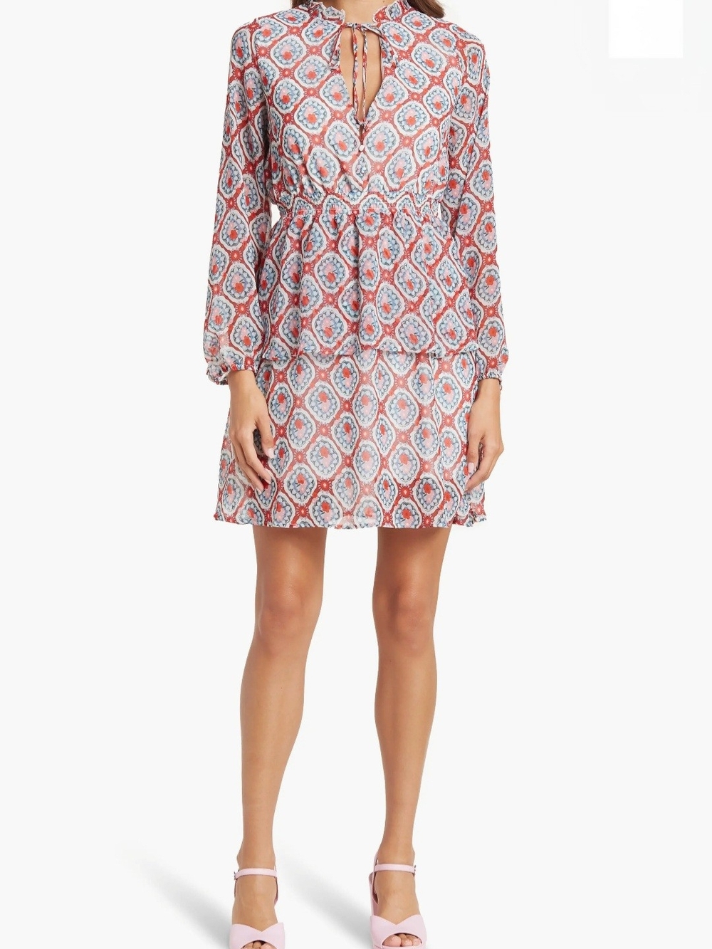 Love x Design Floral Print Long Sleeve Ruffle Mini Dress NWT Size M Nordstrom